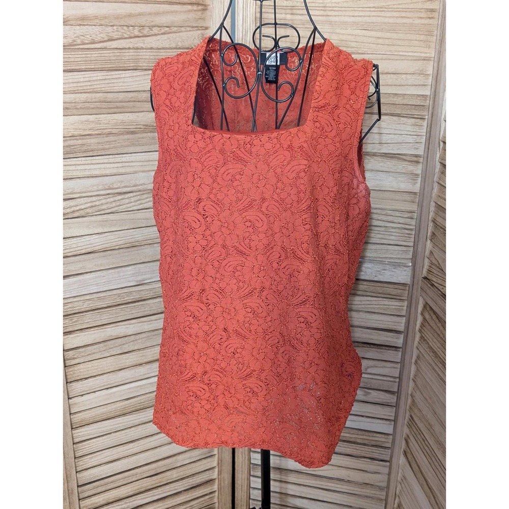 Studio 1940 Brand Orange Embroidered Tank Top Women's Plus Size 14/16w